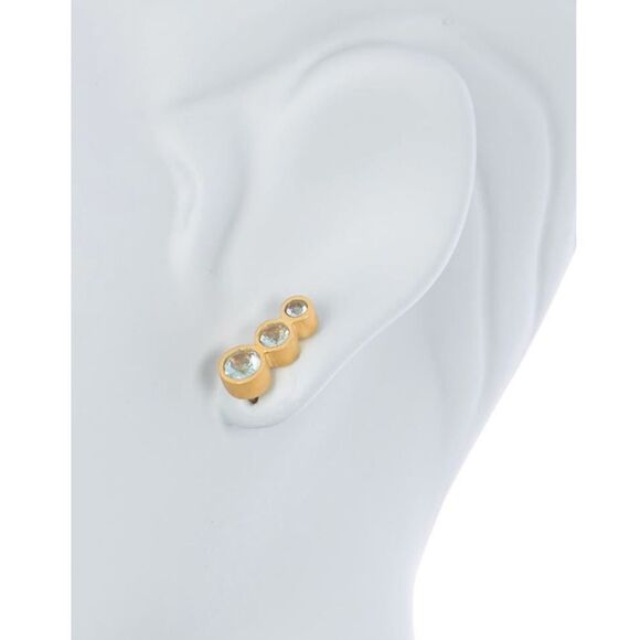 DEAN DAVIDSON 22K Gold Plated Manhattan‎ Blue Topaz Ear Crawler Earrings, NWT - Picture 3 of 11
